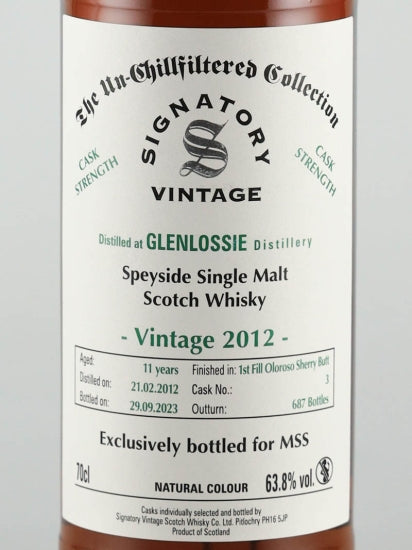 Signatory Glenlossie 11 Year Old 2012 for MSS