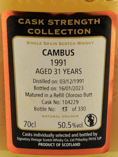 Signatory Cambus 31 Year Old 1991