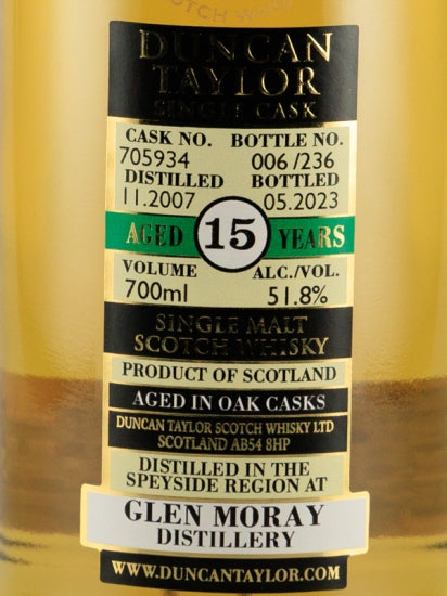 Duncan Taylor Single Cask Glen Moray 15 Year Old 2007