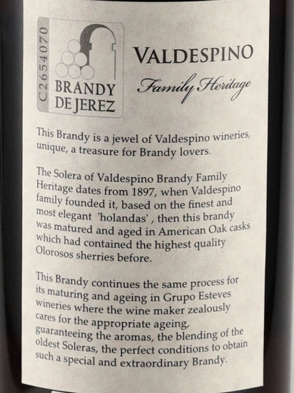 Valdespino Family Heritage Brandy 2023 Release