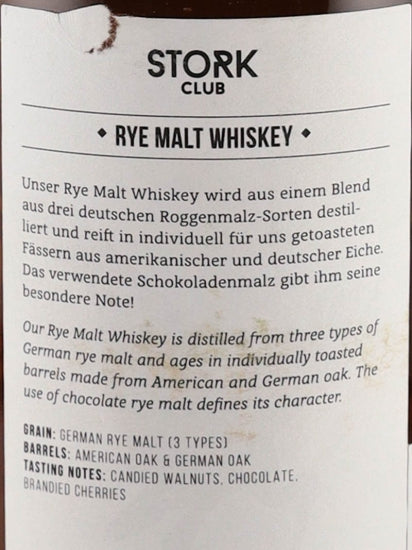 Stork Club Rye Malt Whisky