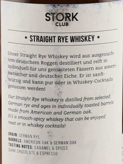 Stork Club Straight Rye Whisky