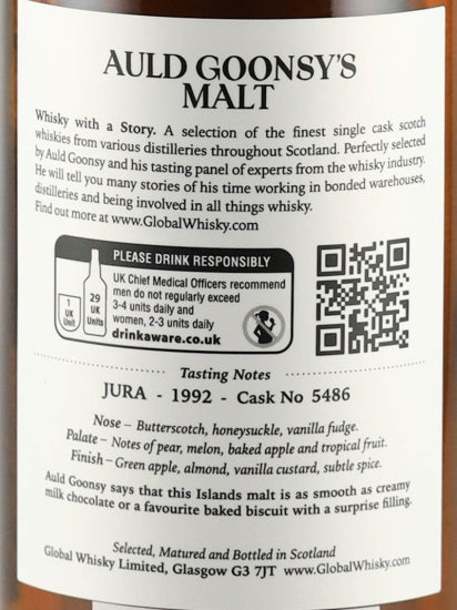 Old Goon Seamalt Jura 30 Year Old 1992