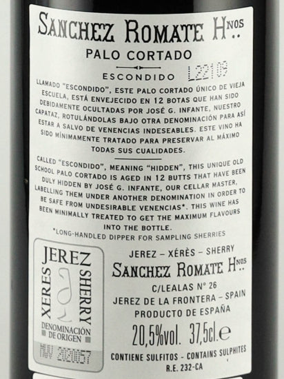 Romate Palo Cortado Escondido 375ml