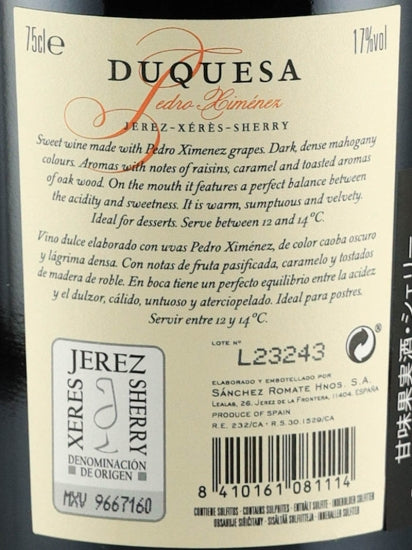 Romate Pedro Ximénez Duquesa