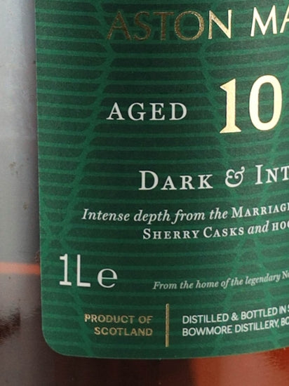 Bowmore 10 Year Old Dark & Intense Aston Martin Edition #7 1L