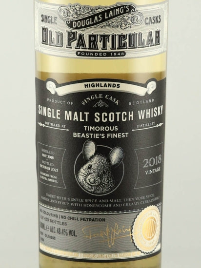 Old Particular Timorous Beastie's Finest 5 Years Old 2018 500ml