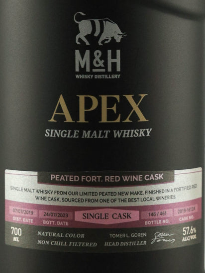 M&H Apex Peated Fortified Red Wine Cask