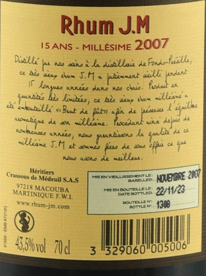 Rhum Jm Millésime 2007