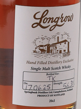 Load image into Gallery viewer, Longrow Handfilled 200ml