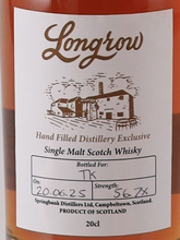 Load image into Gallery viewer, Longrow Handfilled 200ml