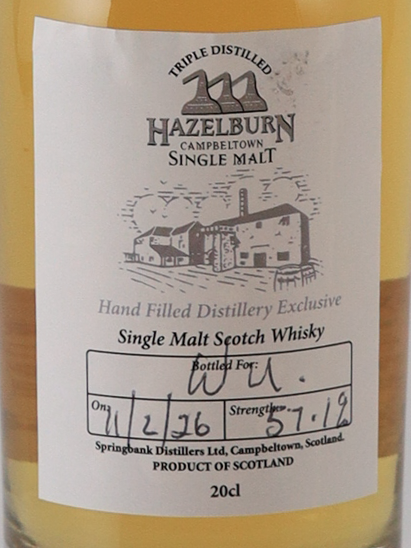 Hazelburn Hand Filled 57.1% 200ml (defective label)