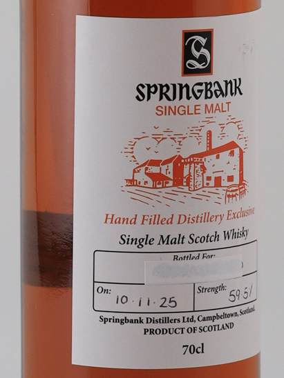 Springbank Handfilled Bottled 2025-11-10