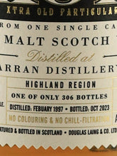 Load image into Gallery viewer, Extra Old Particular Arran 26 Years Old 1997