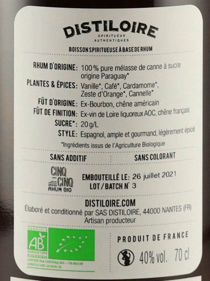 Distiloire Cinq Cinq Organic Spiced Rum