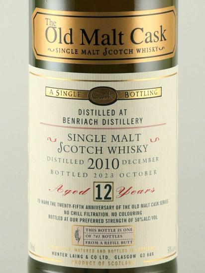 Old Malt Cask Benriach 12 Year Old 2010 50% 25th Anniversary Bottle - image 2