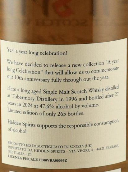 Hidden Spirits Tormore 27 Years Old 1996 10th Anniversary Bottle