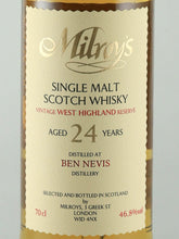 Load image into Gallery viewer, Milroy's Vintage Reserve Ben Nevis 24 Years Old 1998