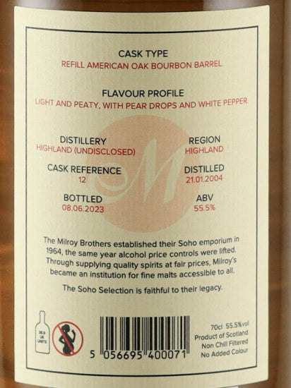 Milroy's Soho Selection Highland 19 Years Old 2004