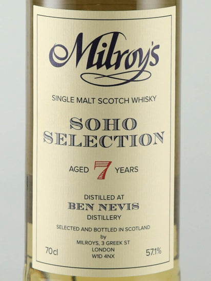 Milroy's Soho Selection Ben Nevis 7 Years Old 2015