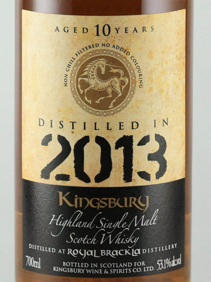 Kingsbury Gold Royal Brackla 10 Years Old 2013