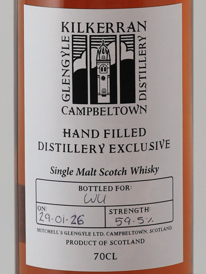 Kilkerran Hand Filled 2026-01 Bottling 59.5% (defective label)