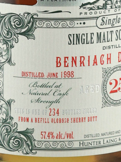 Old & Rare Benriach 25 Years Old 1998