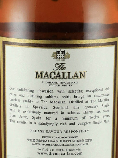 Macallan 12 Years Old Old Label