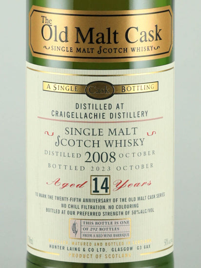 Old Malt Cask Craigellachie 14 Years Old 2008 25th Anniversary Bottle