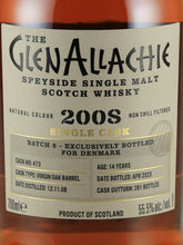 Load image into Gallery viewer, Glenallachie 14 Years Old 2008 Virgin Oak Barrel
