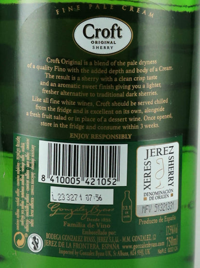 Gonzalez Byass Croft Original Pale Cream