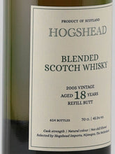 Load image into Gallery viewer, Hogshead Indie Blended Scotch 18 Years 2005