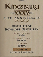 Load image into Gallery viewer, Kingsbury Bowmore 25 Years 1998 35th Anniversary