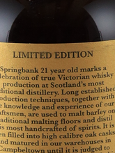Load image into Gallery viewer, Springbank 21 Years 2024 Release