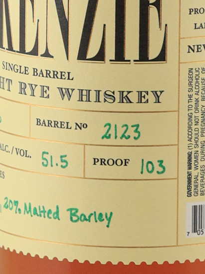 Finger Lakes Mackenzie Single Barrel Rye