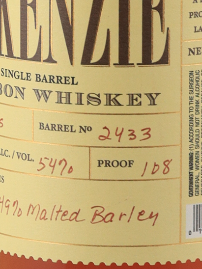 Finger Lakes Mackenzie Single Barrel Bourbon