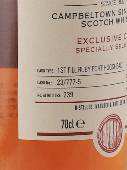 Glen Scotia 7 Years 2016 1st Fill Ruby Port Cask Y's Cask