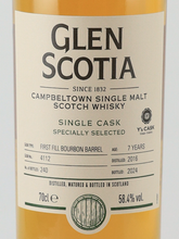 Load image into Gallery viewer, Glen Scotia 7 Years 2016 1st Fill Bourbon Barrel Y's Cask