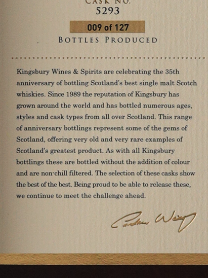 Kingsbury Linkwood 39 Years 1984 35th Anniversary 50.5%
