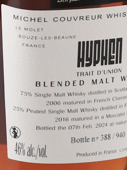 Michel Couvreur Hyphen Double Origin Blended Whiskey