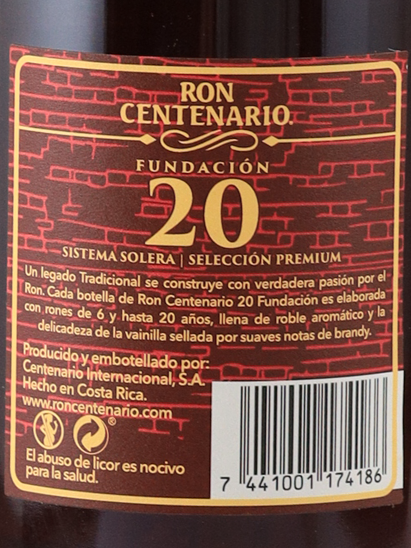 Ron Centenario 20 Years Fundacion Glass Pack