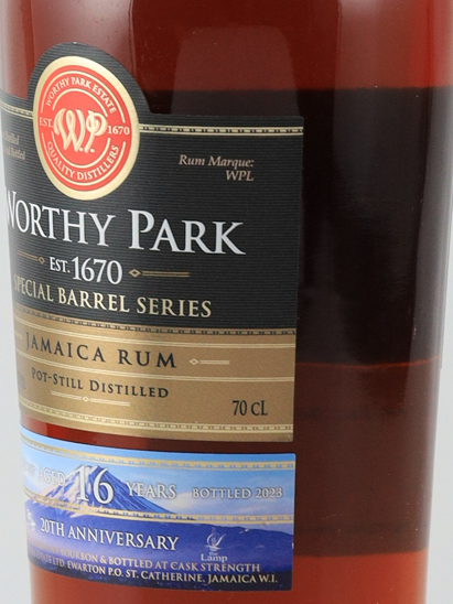 Worthy Park Single Barrel 16 Year Old 2007 for Bar Lamp & One Many 20th Anniversary