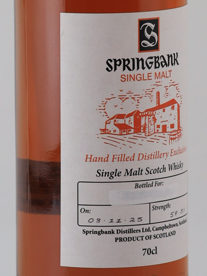 Springbank Hand Filled Bottled 2025-11-08