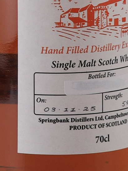 Springbank Hand Filled Bottled 2025-11-08
