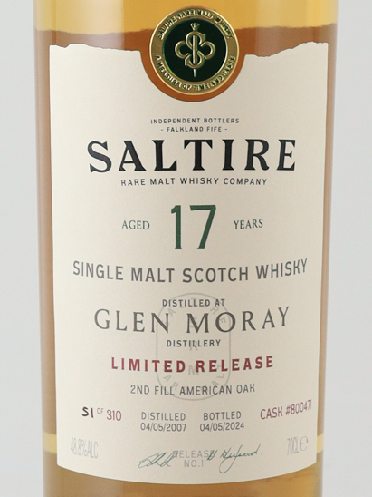 Saltire Rare Malt Glen Moray 17 Year Old 2007