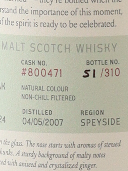 Saltire Rare Malt Glen Moray 17 Year Old 2007