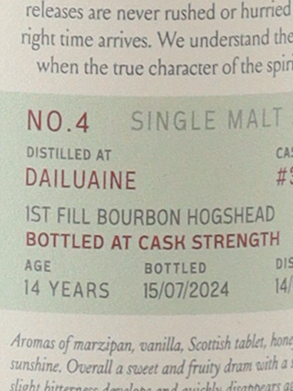 Saltire Rare Malt Dailuaine 14 Year Old 2010