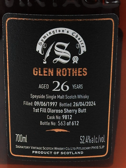Signatory Glenrothes 26 years 1997 52.4%