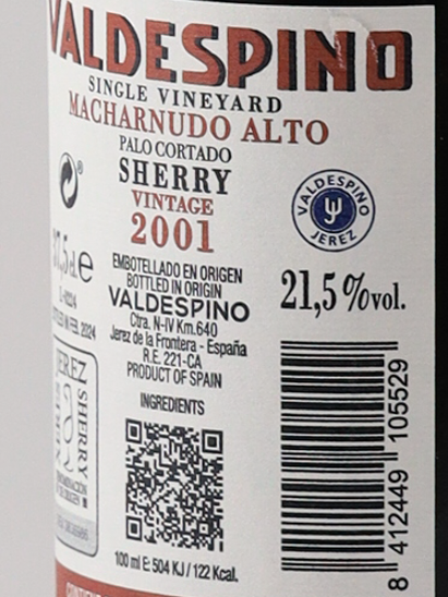 Valdespino Palo Cortado Vintage Sherry 2001 375ml