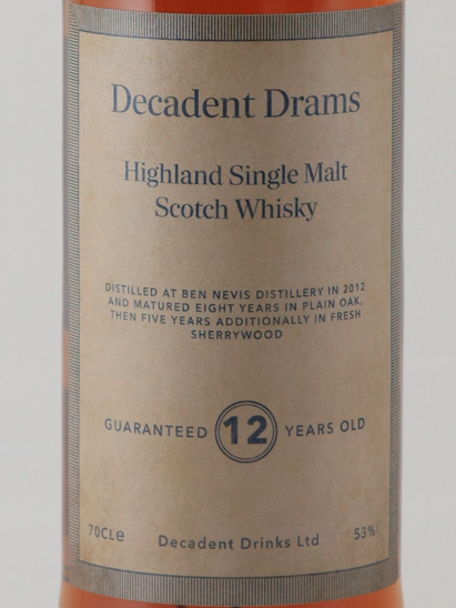 Decadent Drams Ben Nevis 12 Years Old 2012 Sherry Cask Finish 53%